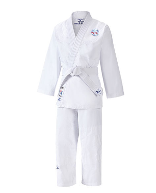 Shiro – Logo club brodé   LE JUDOGI MIZUNO POUR DÉBUTER LE JUDO. - Blanc