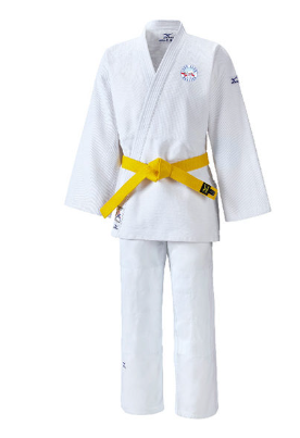 Komodo – Logo club brodé  LE JUDOGI GRAIN DE RIZ MIZUNO POUR DÉBUTER LE JUDO. - Blanc