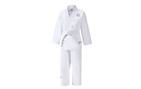 Shiro – Logo club brodé   LE JUDOGI MIZUNO POUR DÉBUTER LE JUDO. - Blanc